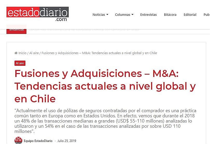 Fusiones y Adquisiciones  M&A: Tendencias actuales a nivel global y en Chile